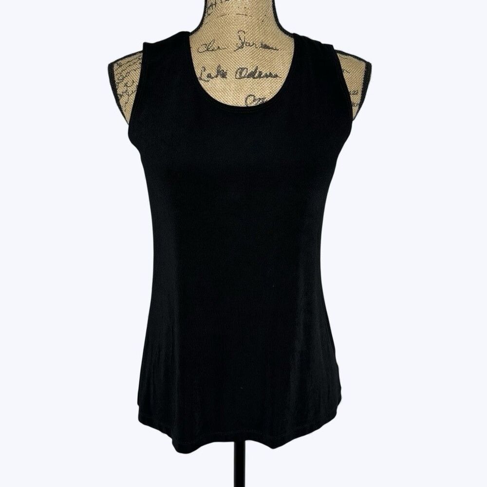 Choices Slinky Sleeveless Shell Top Sz M Black Stretch‎ Travel Office Layer Y2K